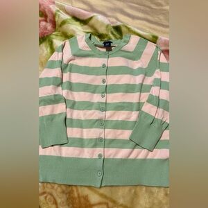 VINTAGE GAP STRIPED CARDIGAN LIGHT PINK AND MINT GREEN SIZE XL
